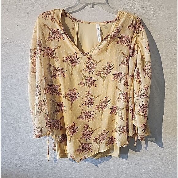 Ny Collection Yellow Floral Summer Flowy  Blouse Womens Size Medium - Picture 1 of 4